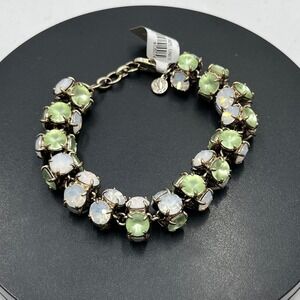 J. Crew Tubular Green & White
RhineStone Chain Link Gold-Tone
Bracelet New 8"